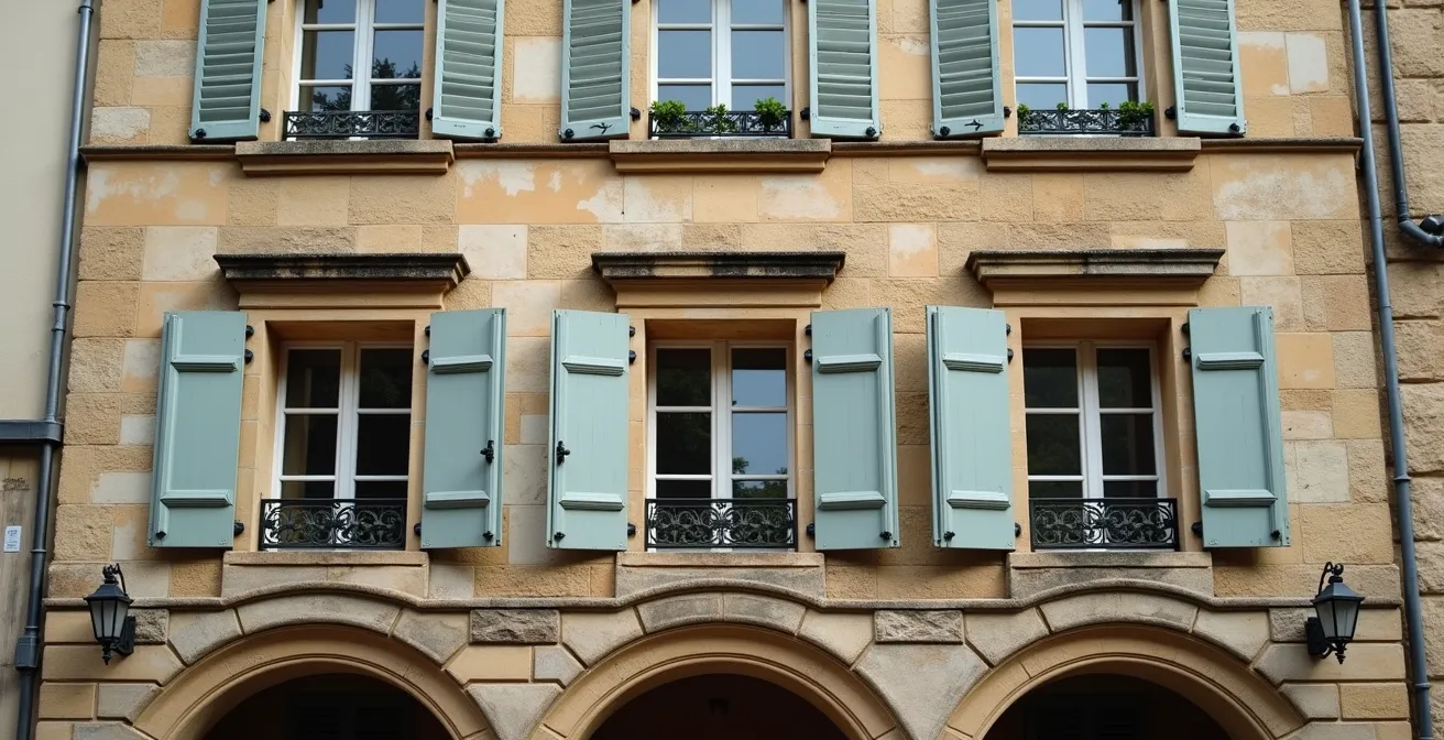 Architecture traditionnelle stéphanoise avec maison en pierre à plusieurs niveaux
