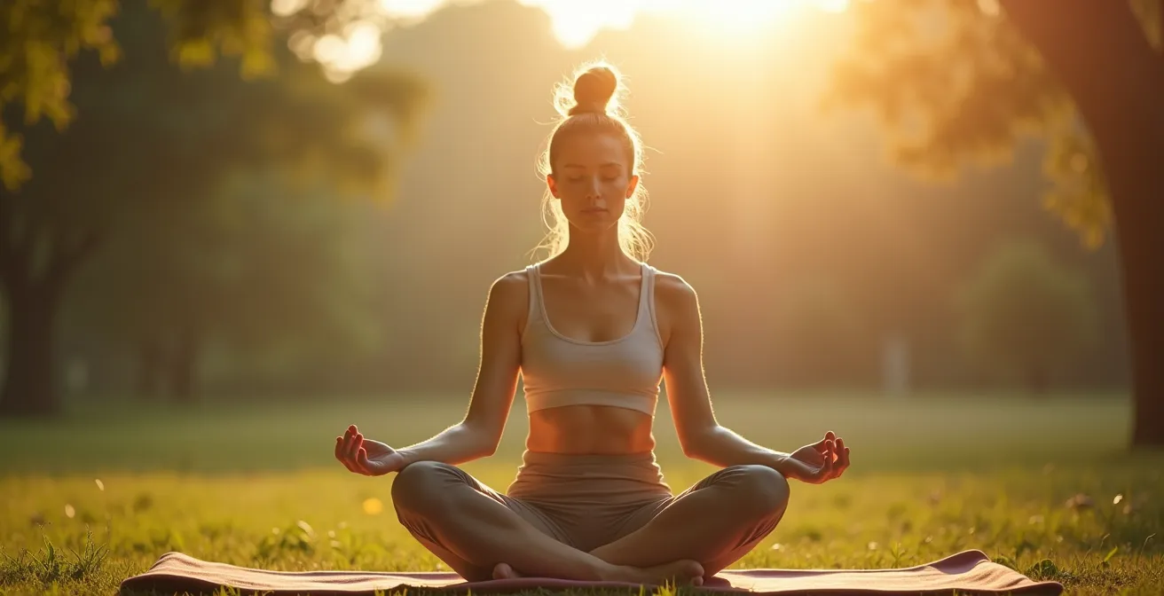 Personne pratiquant du yoga en plein air pour favoriser la récupération physique et mentale
