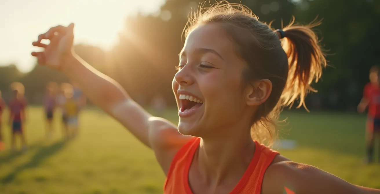 Visage exprimant la joie et la concentration lors d'une séance sportive en extérieur