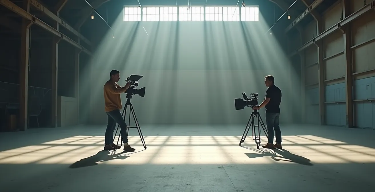 Environnement de tournage documentaire avec équipement minimaliste