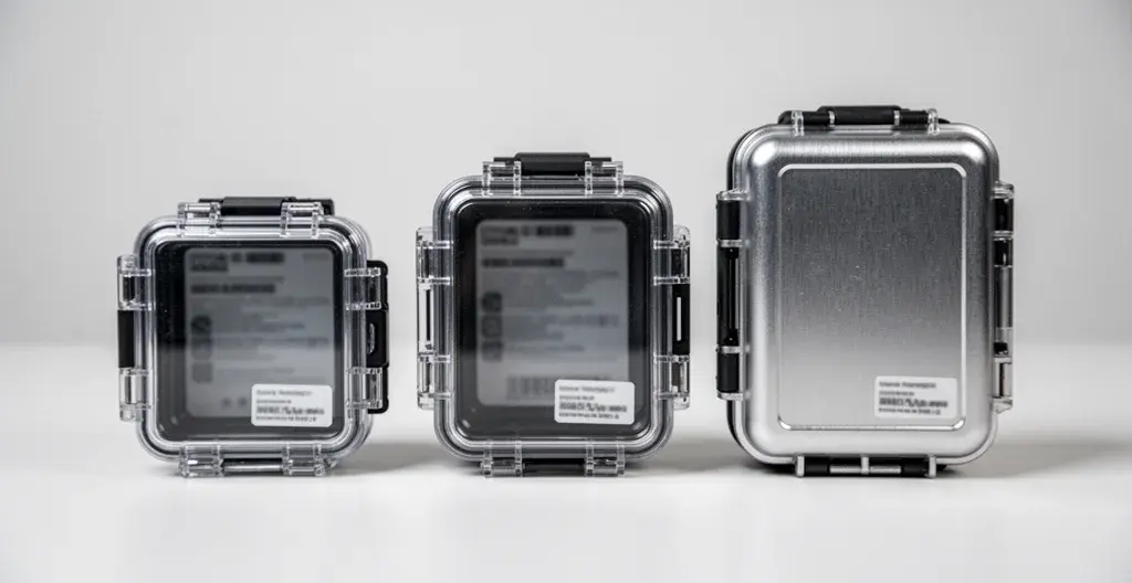 Trois caissons étanches photo sous-marine comparés polycarbonate aluminium