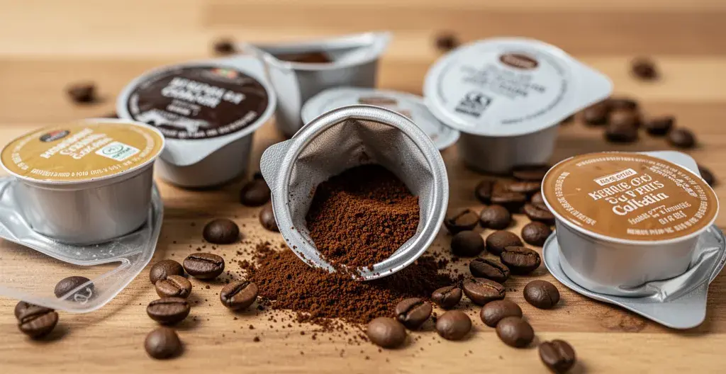 Dosettes café souples montrant le café moulu pour machine Senseo