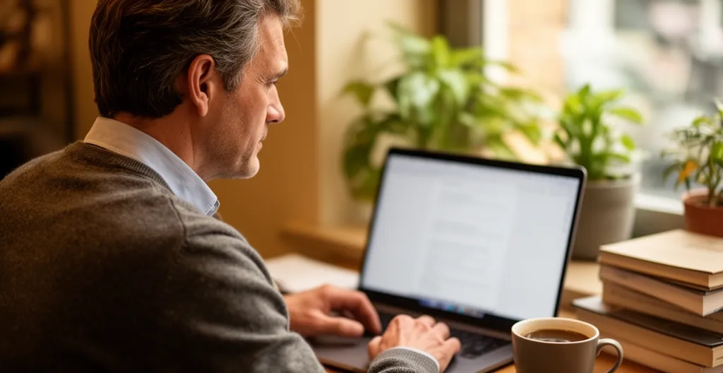 Adulte consultant les options de financement CPF sur son ordinateur portable